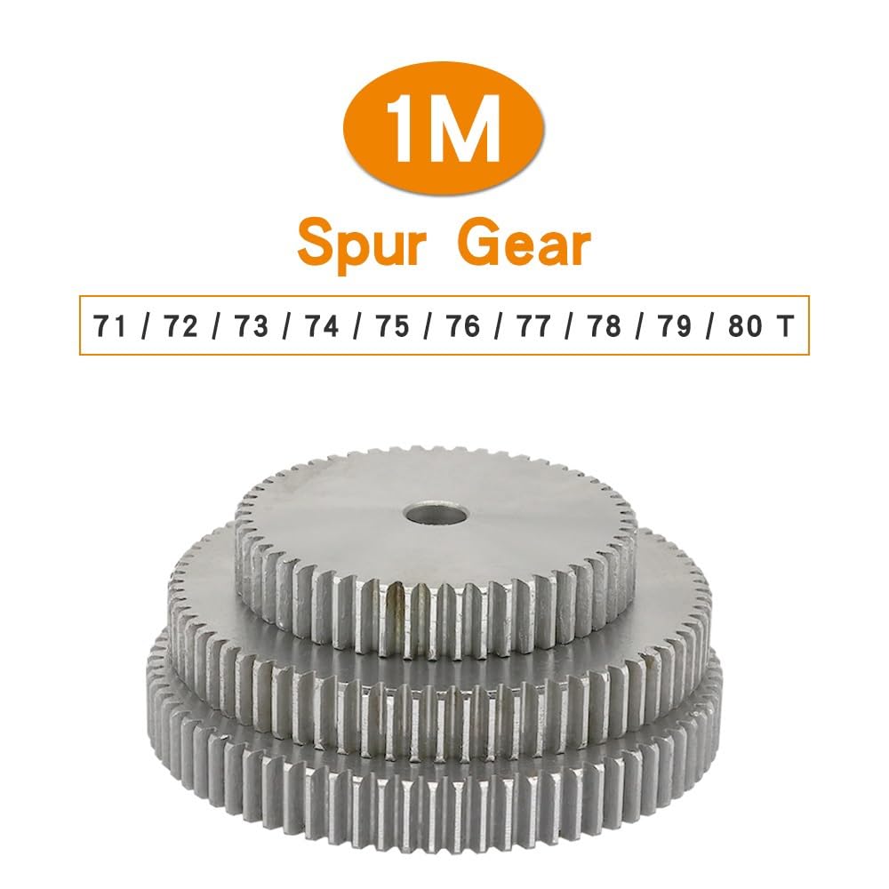 Bearings Replacement 1 Piece Cylindrical Gear 1M-71/72/73/74/75/76/77/78/79/80T SC45# Carbon Steel Material Gear Wheel for Transmission Parts(1M80T - Bore 10 mm)