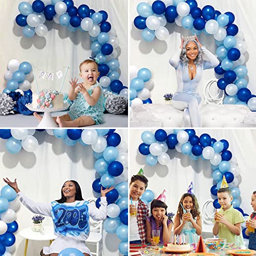 Image of Party Propz Blue and White Balloons for Decoration - Pack of 50 Pcs Blue Balloons For Decoration | Blue Metallic Balloons | Birthday Decoration Items for Boy | With Curling Ribbons (Latex)