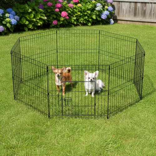 Yaheetech Welpenlaufstall 8-TLG mit Tür 61x61cm Laufgitter Freilaufgehege