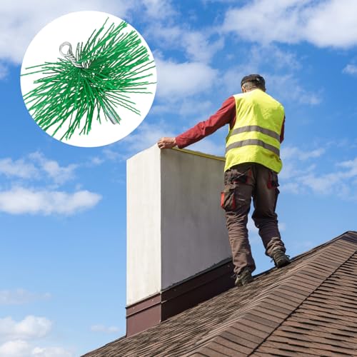 Perthlin 2 Stück Kaminbesen mit 1 Schubstange, Ø 16 cm Ofenrohrbürste Kunststoff Kaminbesen Schornsteinbesen 1 m Edelstahl Flexstange Kaminrohr Reinigungsbürste Bürste für Kamin Schornstein Ofen