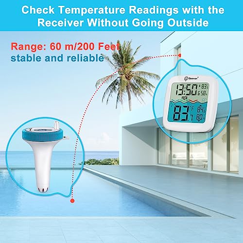 Geevon Wireless Pool Thermometer Floating Easy Read,Digital Pool Thermometer Wireless With Indoor Temperature Humidity Monitor, 3 Channels For Swimming Pool, Bath Water, Small Ponds And Hot Tubs #TOP3