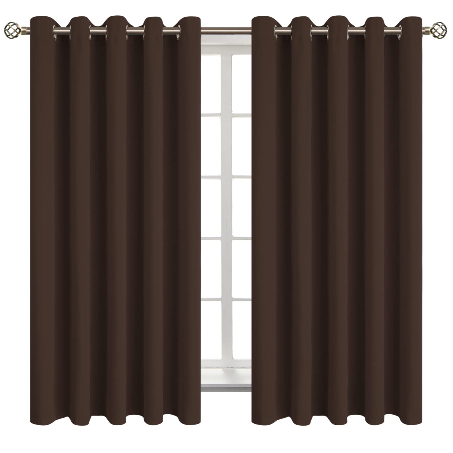 BGment Brown Blackout Curtains for Bedroom 63 Inch Long - 2 Panels