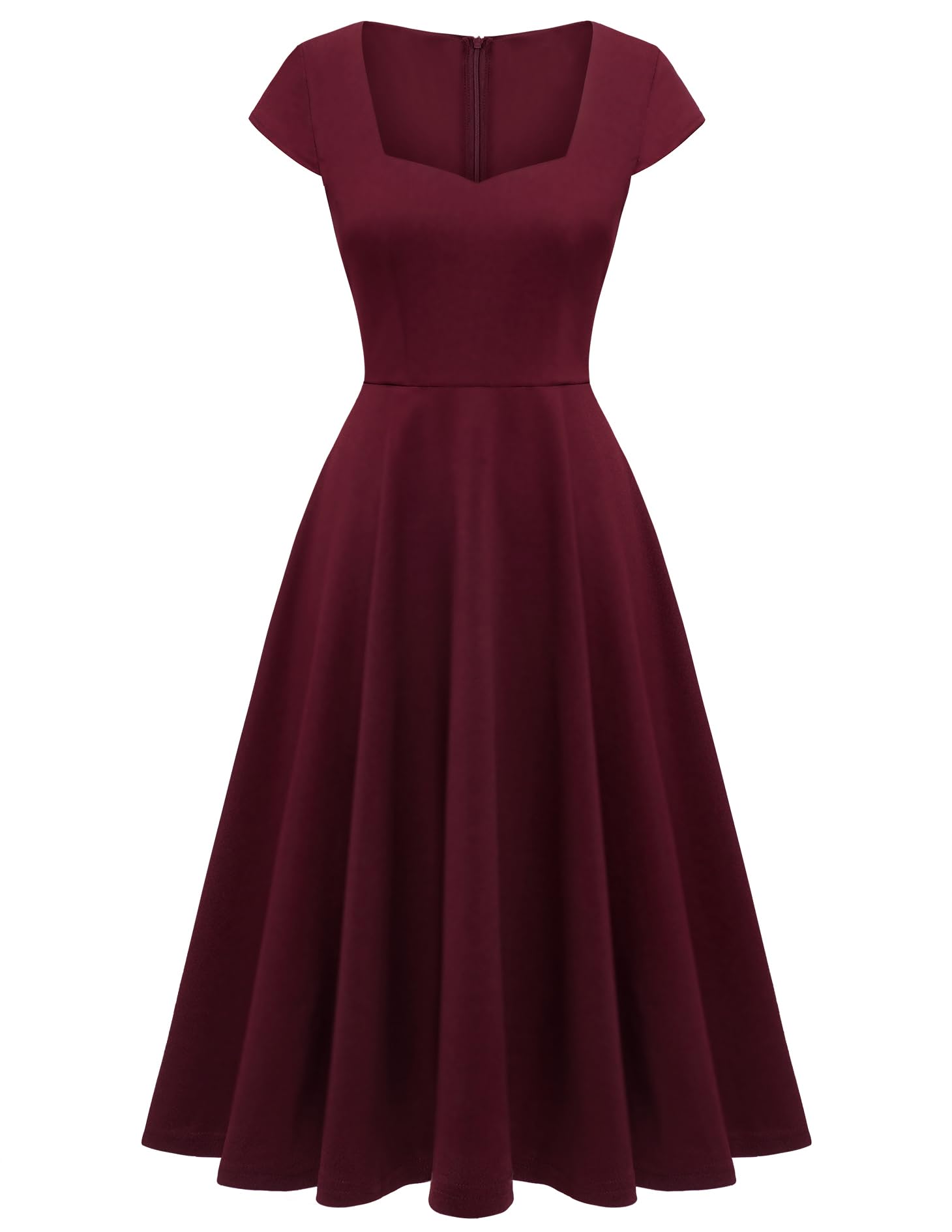 Berylove Vestido de cóctel para mujer, elegante, vintage, rockabilly, escote corazón, vestido de noche midi