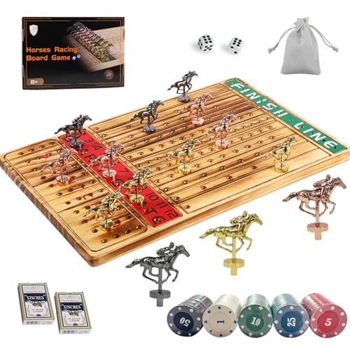 Medikaison Horse Racing Board Game Thickened Solid Wood Finish Line