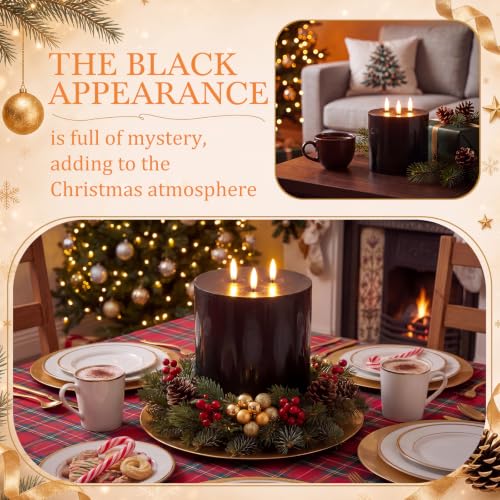 Image of Retisee 1 Pack Black Extra Large Flameless Candles 6 inchx6 inch Remote Control