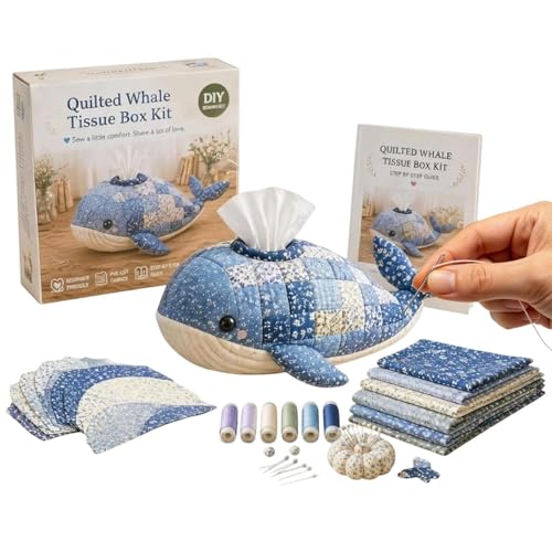 Kit DIY boîte à mouchoirs matelassée animaux marins pour débutant