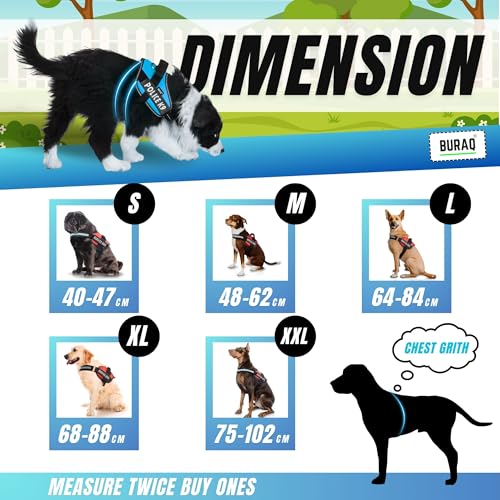 Image of Buraq Pets Police K9 Dog Harness, No Pull Reflective Dog Vest Oxford Fabric, Soft Padded Easy Control Dog Chest Belt, No More Pulling Or Choking for Large Medium & Small Dogs (Black - S)