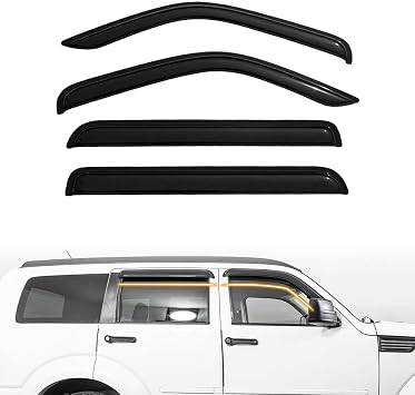 Window Visor Deflectors for 2007-2011 Dodge Nitro, Smoke/Tinted, Slim Style