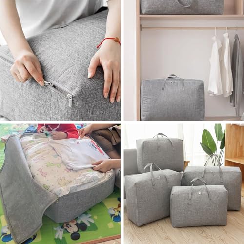 AKOLAFE 2 Stück Aufbewahrungstasche XXL Aufbewahrung für Bettdecken Groß 105L Aufbewahrungstasche mit Reißverschluss und Griffen 50x20x70cm Faltbar Unterbett Aufbewahrungsbox für Kissen, Kleidung