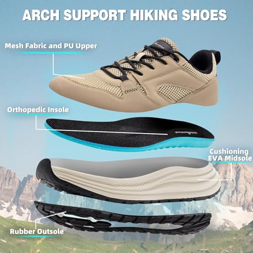 Men's Orthopedic Trail Running Shoes: Comfortable Casual Arch Support Plantar Fasciitis Orthotic Trekking Hiking Shoes, Flat Feet Tennis Sport Athletic Fashion Sneakers for Foot and Heel Pain Relief2