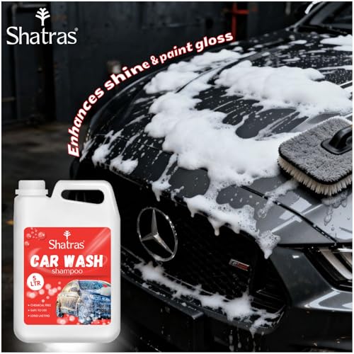 Image of Shatras Car Wash Shampoo - High Foam Car Cleaning Liquid | pH Neutral Formula | Scratch-Free Wash | Deep Cleaning & Extra Shine | Suitable for All Vehicles - 5L (RED)
