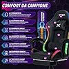 Avilia – Sedia Gaming Ergonomica, Capacità 150kg, con Poggiapiedi Estraibile, Doppio Cuscino e Luci LED RGB USB per Comfort Totale e Design Futuristico Ideale per Gioco, Studio e Ufficio