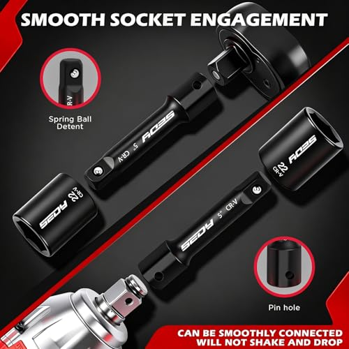 Image of 66-Piece 1 /2 inch Drive Impact Socket Set, SAE 3 /8 inch to 1-1 /4 inch and Metric 10-24mm, Deep & Standard 6-Point Cr-V Sockets with Ratchet, Extension Bars, Adapters, Universal Joint, Drill Adapter, Storage Case