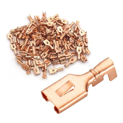 Baomain 4.8 mm(0.187") Female Spade Locking Tab Quick Splice Crimp Terminal Connector Non Insulated Pack of 100