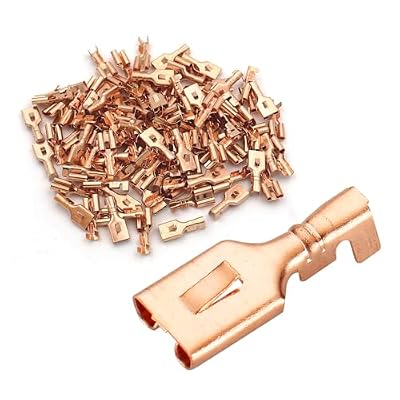 Baomain 4.8 mm(0.187) Female Spade Locking Tab Quick Splice Crimp Terminal Connector Non Insulated Pack of 100