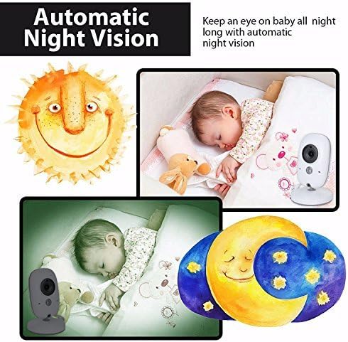 FITNATE Video Baby Monitor with 3.4inch LCD Display Wireless Digital Camera Night Vision Temperature Monitoring 2 Way Talkback System, Built-in 8 Remote Lullabies Long Range and High Capacity Battery