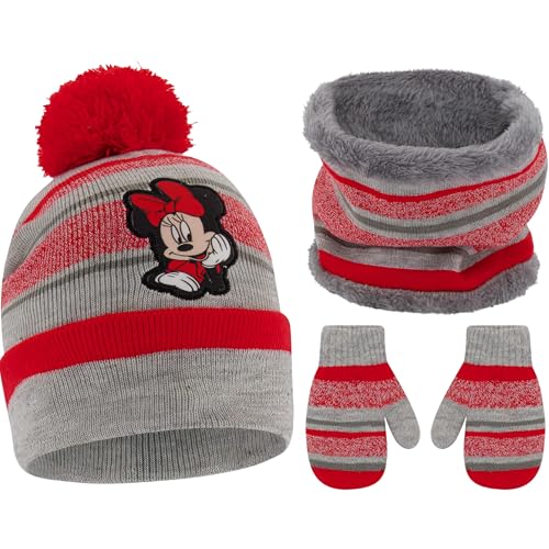 Gorro y bufanda de Minnie Mouse para días de parque y colegio en invierno, talla 2-4 años