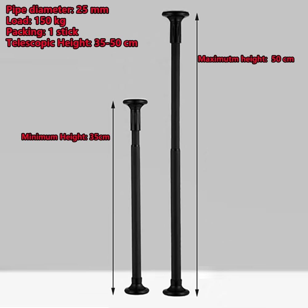 Patas de Soporte Ajustables de Acero Inoxidable para Fregadero de Cocina y baño. Varillas sin Taladro, Altura de 35 a 50 cm, Acabado Negro Duradero y Elegante.