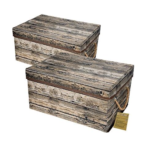 Livememory Fabric Storage Boxes with Lids, Decorative Foldable Storage Box with Handles for Office,Bedroom,Closet, Toy -2 Pack Cover