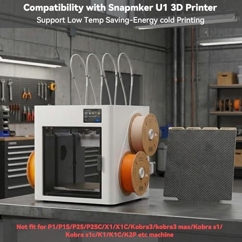 BCZAMD Ulepszona płytka zamienna 270 mm for Snapmaker: U1 teksturowana płyta PEI ze wzmocnioną włóknem węglowym, dwustronnie elastyczna płyta drukująca do drukarek 3D, części "zrób to sam"
