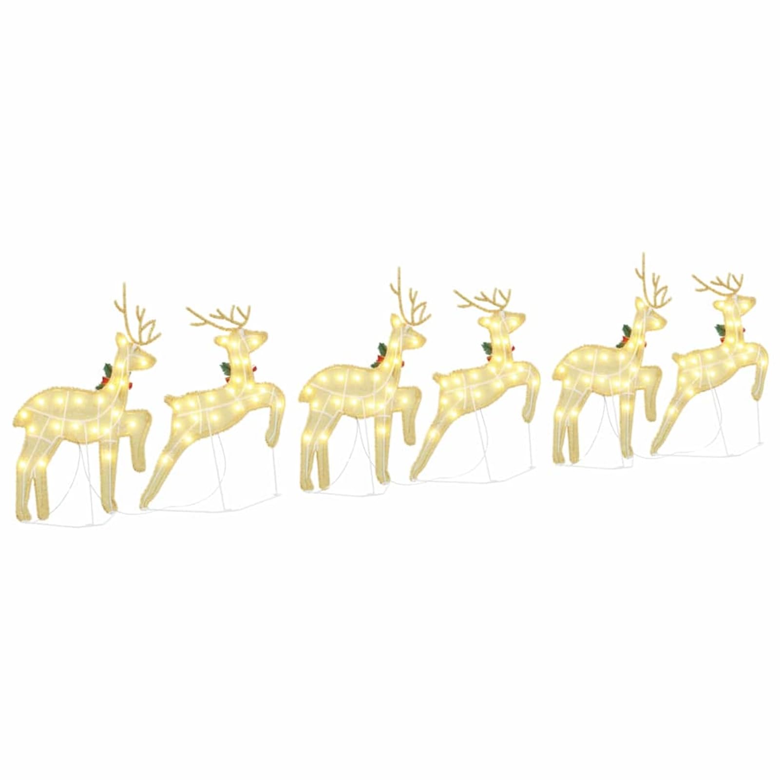 Gecheer LED Rentiere 6 pcs Gold Stoff, Weihnachtsdekoration für Weihnachtsmarkt Festliche Eventdekoration Garten Rasen Terrasse Vorgarten Fassade3385896