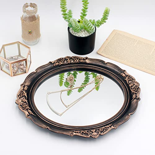 Eaoundm 13.1 X 14.8 Inchs Decorative Wall Mirror,Vintage Hanging Mirrors For Bedroom Living-Room Dresser Decor Oval thumb #2