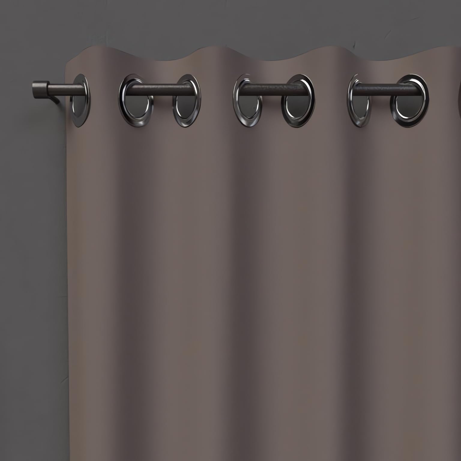 Soleil d'ocre, Alix Blackout Curtain with Eyelets Mocha, Polyester, 135 x 250 cm