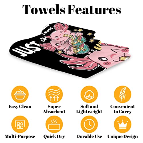 Maitreya Just A Girl Who Loves Axolotl And Ramen Bath Towel Sets, 3 Piece Include Beach Towel, Hand Towel, Wash Towel, Nice Bathroom Decor, Super Soft Water Absorbent Towel For Travel, Swim, Sport #TOP3