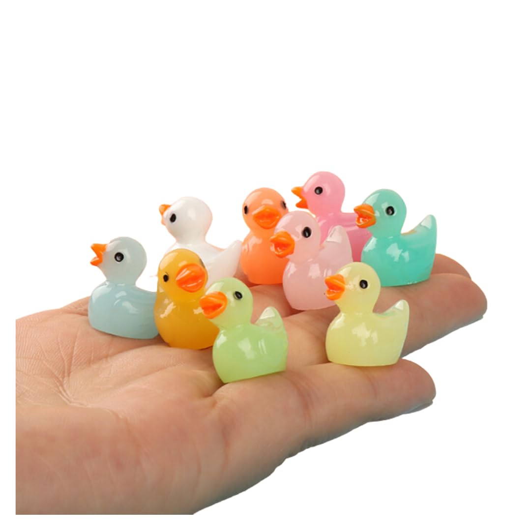 100 Mini Colourful Brightly Coloured Resin Ducks, Tiny Ducks, Miniature Figures, Aquarium Dollhouse Ornament, DIY, Multicolored, Premium, Attractive Ornament, Wide Application, School Art Crafts