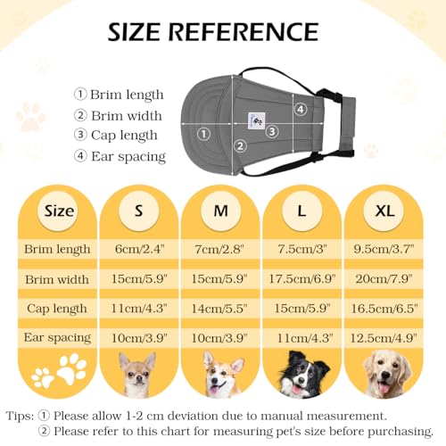 image for Pawaboo Dog Baseball Cap - Upgraded Elastic Ear Holes - Adjustable Dog