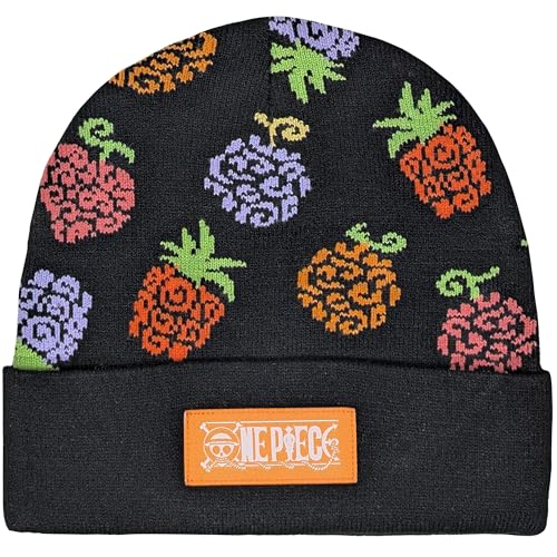 Ripple Junction One Piece Devil Fruit Pattern with Patch Beanie Black Adult