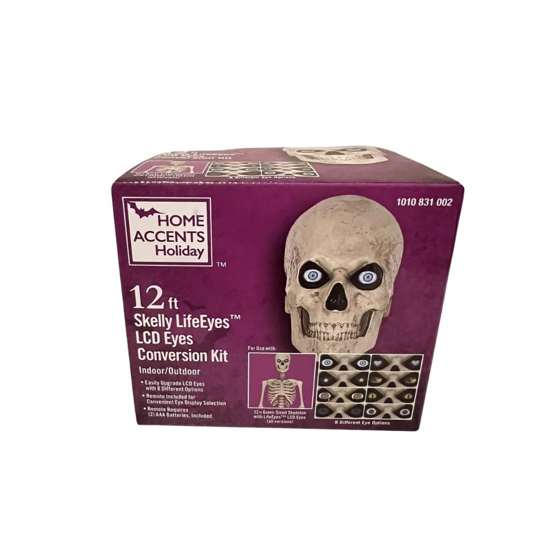 Home Accents Holiday 12 ft. Skelly LifeEyes LCD Eyes Conversion Kit, 8 Eye Options, for Giant Skeleton, Eyeballs Spooky Scary Horror Props for Halloween Trick or Treat Party Cosplay