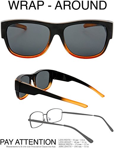 Image of The Fresh High Definition Polarized Wrap Around Shield Sunglasses for Glasses - Leather Eyeglasses Case