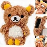 LUVI for iPhone SE/iPhone 7/iPhone 8 Furry Plush Case Fur Hair Cute 3D Teddy Bear Style Lovely Cool Protective Cover Fuzzy Fluffy Fashion Luxury Winter Warm Case for iPhone SE 2020 Brown