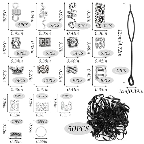 Naiska 231Pcs Vikings Hair Beads Jewelry For Braids Norse Vikings Runes Hair Beard Beads Dreadlocks Jewelry Accessories Metal Braid Clips Hair Cuffs Coils Rings For Bracelets Pendant Necklace Diy thumb #2