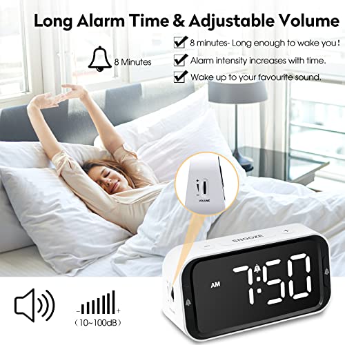 Aimilar Led Digital Alarm Clock For Bedroom Dual Alarm Clocks With Snooze For Heavy Sleepers Adults Kids With Usb Port For Charging 10~100Db Adjustable Volume And 0~100% Dimmer Level #TOP2
