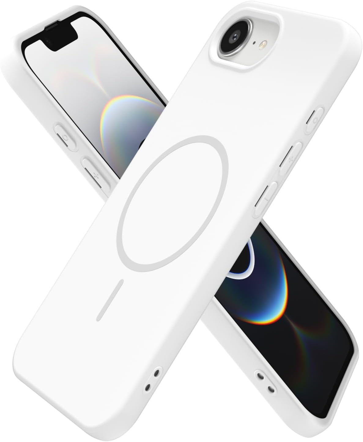 oakxco for iPhone 17e 16e Case Silicone Mag Safe, Magnetic Slim Thin Phone Case Compatible with Magsafe Wireless Charging, Cute Girly Aesthetic Soft Rubber Gel Safecase for Women Girls, White