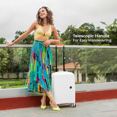 Image of Nasher Miles Seattle Hard-Sided Cabin Luggage 20 inch | 55cm | 8 Wheels Small Trolley Bag for Travel | Suitcase (White)