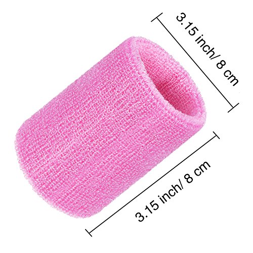 Image of Bememo 12 Pack Wristbands Sweatband for Women Men, Neon Colored Sport Wrist Bands, Tennis Football Basketball Sweatbands, Moisture Wicking Arm Bands for Working Out