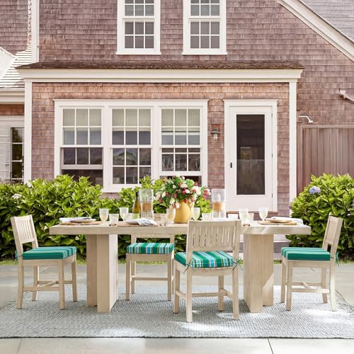 Image of Basic Beyond Outdoor Chair Cushions Set of 4, Square Corner Outdoor Cushions for Patio Furniture, Water Resistant Patio Chair Cushions with 2 Ties, 18.5x16x3, Pinstriped Green