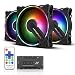 Produktbild ABKONCORE HR120 PC-Lüfter, SYNC PWM RGB 120 mm Computer-Lüfter, 3-in-1-Set mit Hurricane RGB Rahmen, PC-Gehäuselüfter mit Lüftersteuerung Hub