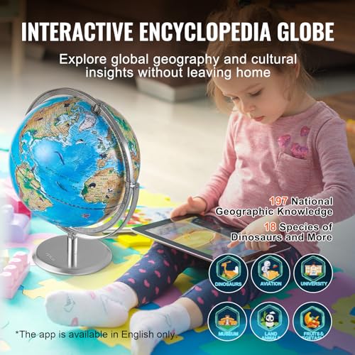 Vevor DQYHDLAPP10YFSL76V9 Educational Globe For Kids, 10 In/254 Mm, Interactive Ar World Globe thumb #2