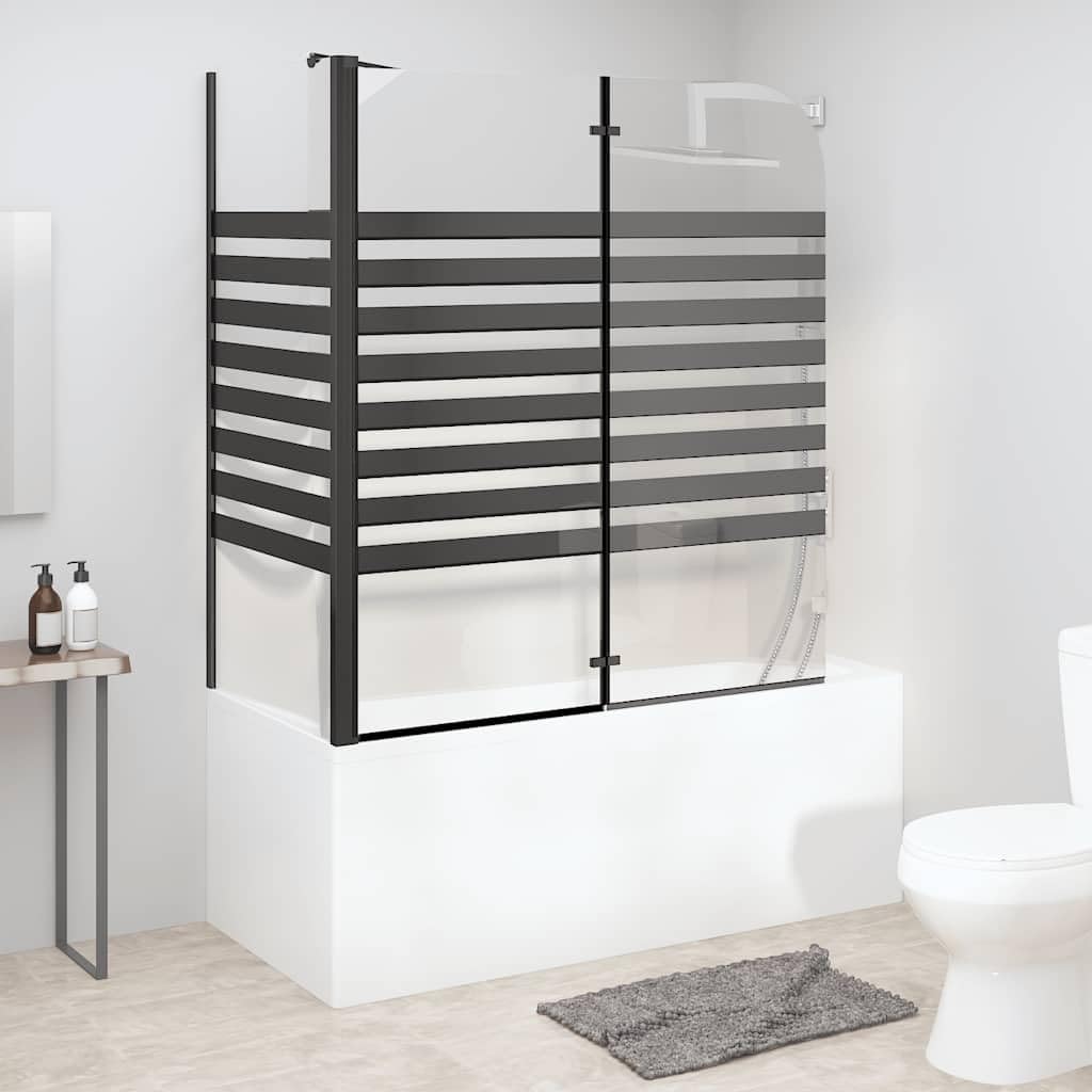 Mampara de ducha de vidrio templado 120 x 68 x 130 cm con marco de aluminio plegable y brazo de apoyo, mampara de ducha negra para entrada de ducha, cabina de ducha, ducha esquinera y