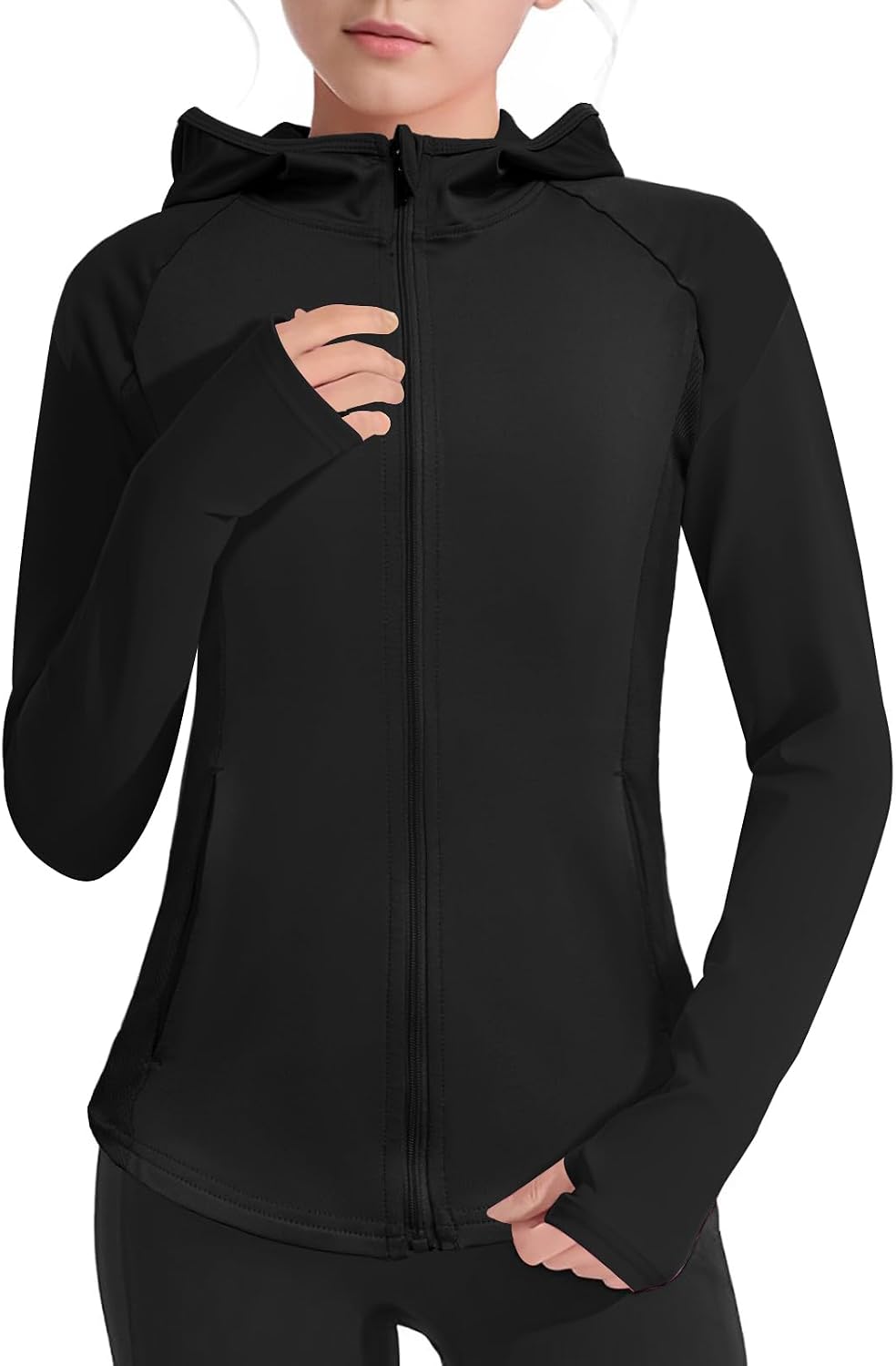 Girls Lightweight Jacket Long Sleeve Zip Up Athletic Hoodie Top UPF50+ Fishing Hiking Sun Protection Outwear