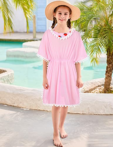 Image of Goodstoworld 7-12Y Girls 3 Piece Cover Up Swimsuit Hawaiian Bikini Bathing Suit with Pompom Tassel