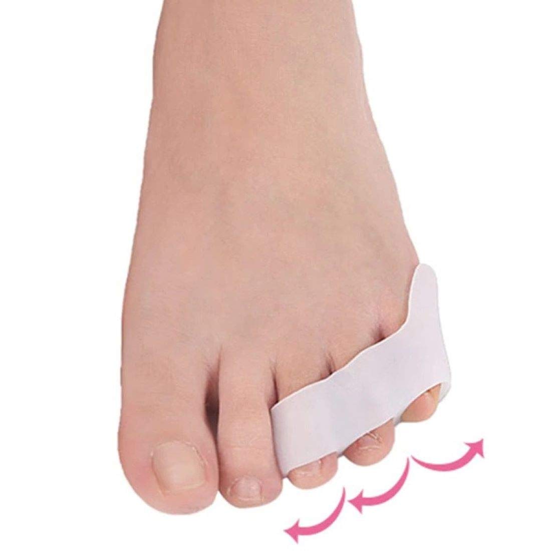 Digital Shoppy Silicone Gel Toe Separator Thumb Valgus Protector Bunion (White) - 1 Pair