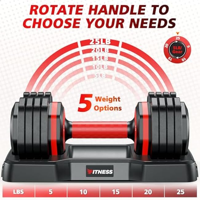 Adjustable Dumbbells Set of 2, 1 Hand Adjustable Weights Dumbbells Set, 5 in 1/10 in 1 Free Dumbbell with Anti-Slip Texture Handle, 25/55/80lb Pair Weight Set For Home Gym Suit both Men and Women