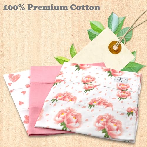 Image of Baby Burp Cloths for Boys and Girls - 3 Pack Large 100% Cotton - Double Layered Extra Absorbent Burp Rags, Floral