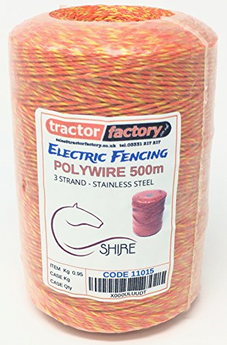 Tractor Factory Shire Electric Fence Polywire 3 Stainless Steel Wire Strands (250 metres x 2mm did)