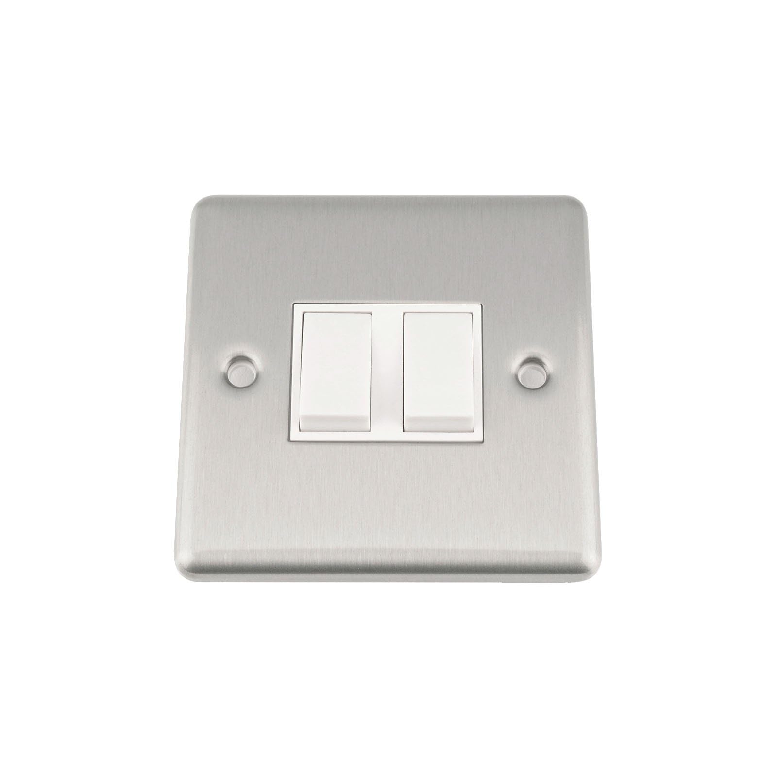 2 GANG 2 WAY 6 AMP Metal Rocker Switch -Satin Chrome